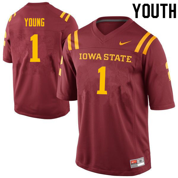 Youth #1 Datrone Young Iowa State Cyclones College Football Jerseys Sale-Cardinal